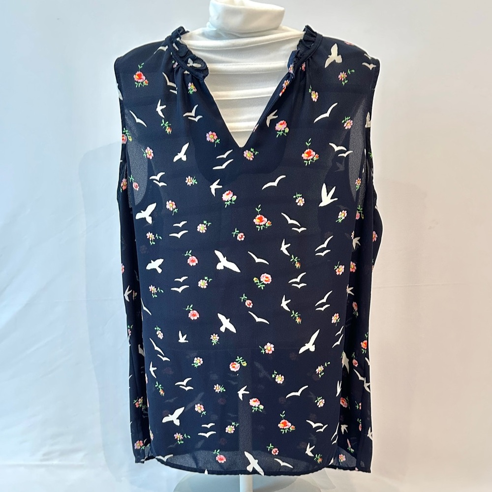 Floral Navy Sleeveless Top (no tag)